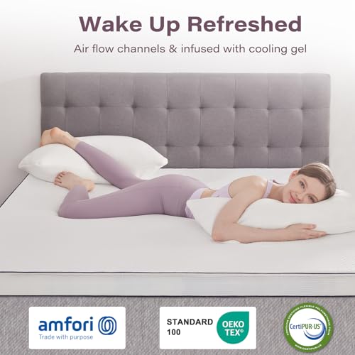 SOOSLEEPY Full Size 3 Inch Memory Foam Mattress Topper with Removable Cooling Cover