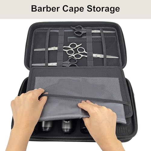 Professional Barber Carrying Case with Compartments and Shoulder Strap - Black