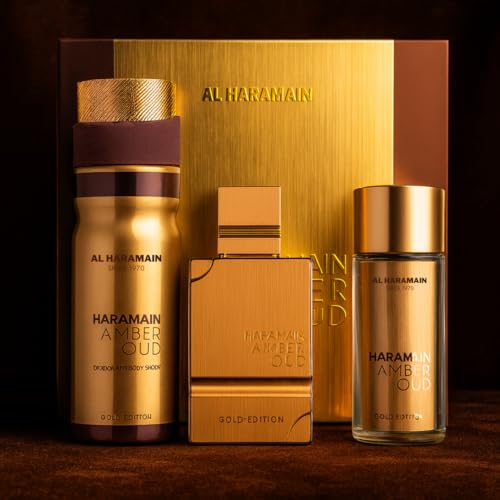 Unisex Woody Musk Body Spray & Perfume Gift Set - Amber Oud Gold Edition