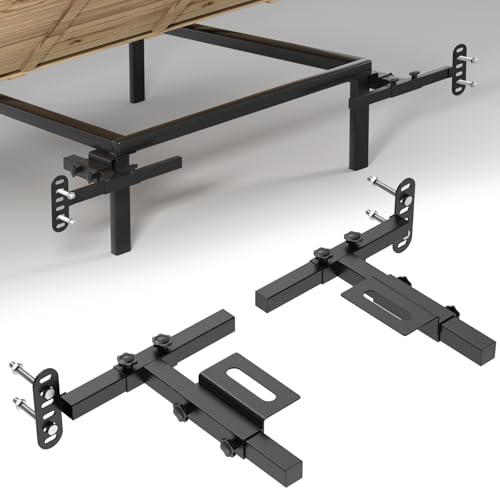 Black Universal Adjustable Metal Bed Headboard Brackets - Heavy Duty Steel