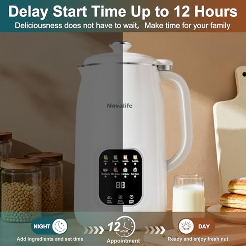 8 in 1 Nut Milk Maker Machine - 40oz Soy, Oat, Almond Milk, White