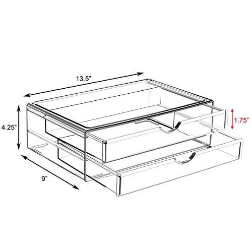 Sorbus Acrylic Makeup Organizer Drawers - 2 Wide Clear Vanity Storage