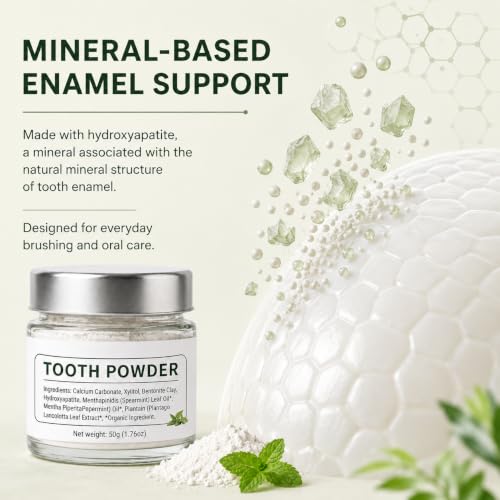 Hydroxyapatite Tooth Powder with Collagen & Mint - Remineralizing Fluoride-Free Oral Care, 1.76 OZ