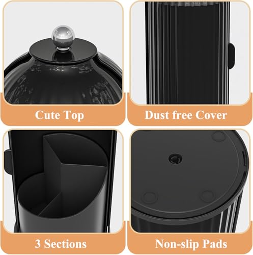 Waterproof Toothbrush Holder with 180° Rotating Cover - Solid Black - Zufudo