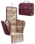 Travel Toiletry Bag for Women - Large Water-Resistant Cosmetic Organizer with Hanging Hook - Cherry Red