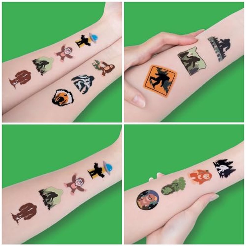 96 PCS Funny Bigfoot Jungle Sasquatch Giant Pre-Cut Temporary Tattoos for Kids | Super Cute Themed Birthday Party Favors, Supplies, Decorations, Monster Fake Tattoo Stickers, Gifts For Boys & Girls