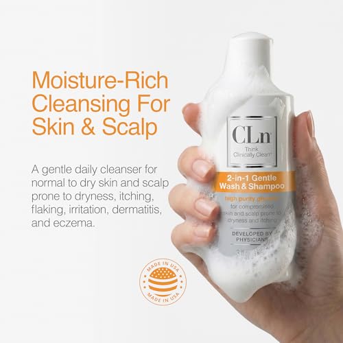 CLn 2-in-1 Gentle Hydrating Body Wash & Clarifying Shampoo - 3 fl oz, Fragrance-Free, Paraben-Free, Sensitive Skin & Oily Hair Care (Variation of THIS listing)