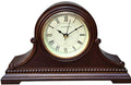 Wooden Mantel Clock with Roman Numerals - Silent Battery Operated Chiming Table Clock, Walnut Finish, 9x16x3 Inches