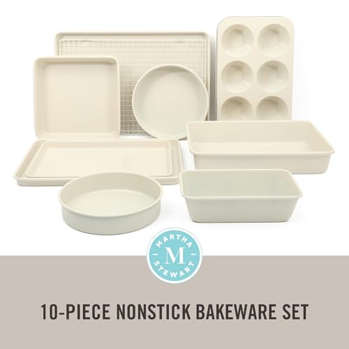 Linen White 10-Piece Nonstick Baking Pan Set - Martha Stewart Gallen