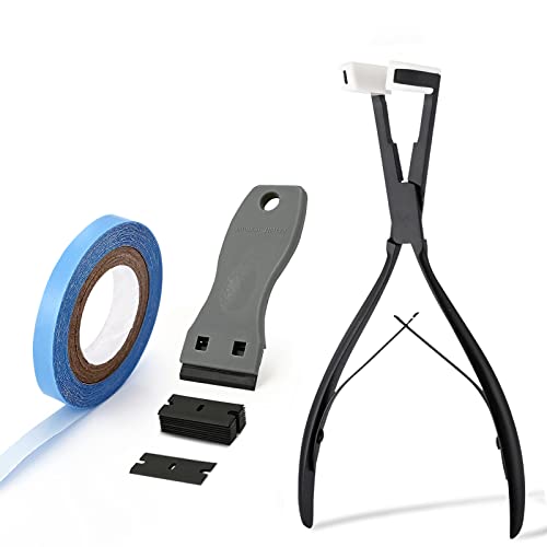 Black Hair Extensions Tape-In Pliers Kit with Sealing & Scraper Tools