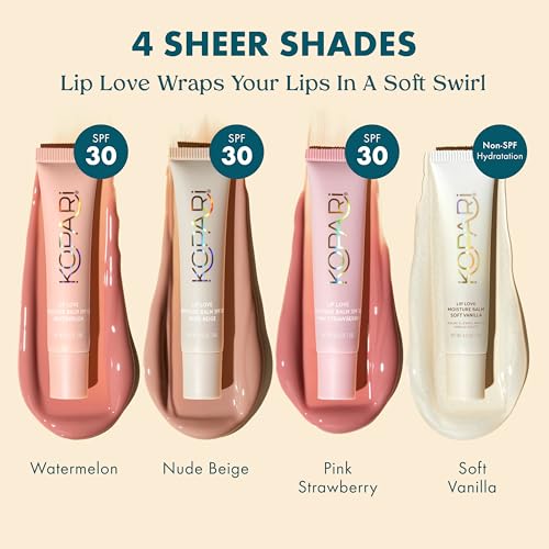 Kopari Lip Love Moisture Balm Pink Strawberry SPF 30 Mineral Zinc Lip Sunscreen, Vegan & Reef-Safe