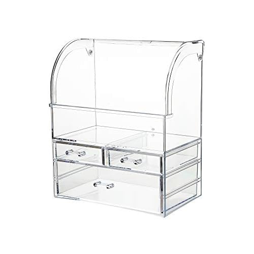 MOOCHI Clear Professional Large Cosmetic Makeup Organizer Bathroom Storage Display Case with Drawers