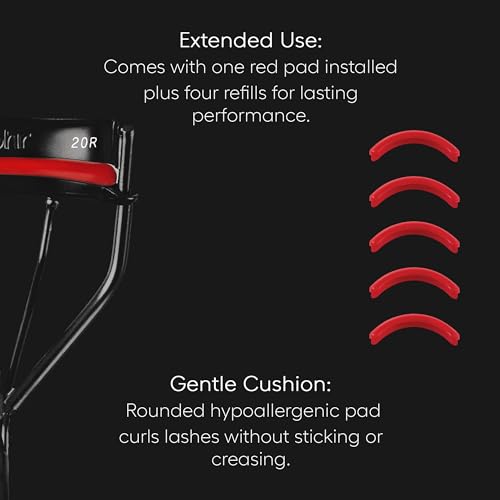 rephr 20R Wide & Flat Eyelash Curler, Double-Barrel Design with 5 Refill Pads, New Improved Durable Coating, Curvature for Universal Eye Shapes