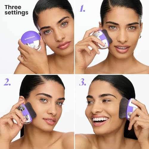 Wonderskin Dial-It-Up Brush ? Adjustable 3-in-1 Makeup Brush for Foundation, Powder & Creams ? Sheer to Full Coverage ? Ergonomic Precision Design