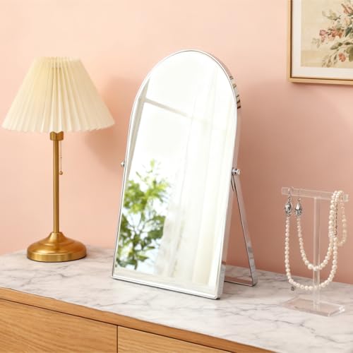 Adjustable Silver Metal Vanity Mirror 12x9-inch Desk Makeup Mirror
