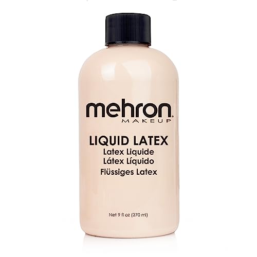 Mehron Makeup Liquid Latex 9 oz Light Flesh Professional Special Effects Adhesive