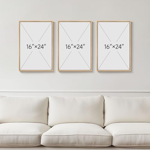 16x24 Inch Abstract Wall Art Set - 3 Piece Framed Canvas Prints, Modern Minimalist Home Decor - Boundless Lines Variation
