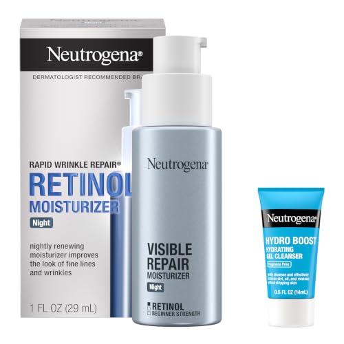 Neutrogena Rapid Wrinkle Repair Night Cream + Trial Cleanser, Anti-Aging Skincare Set