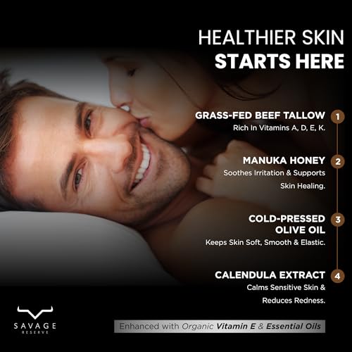 Beef Tallow Lotion for Face, Neck and Hands ? Whipped Grass-Fed & Finished Tallow Balm with Manuka Honey & Olive Oil ? No Seed Oils ? All-In-One Cream Moisturizer for Skin ? 4 oz