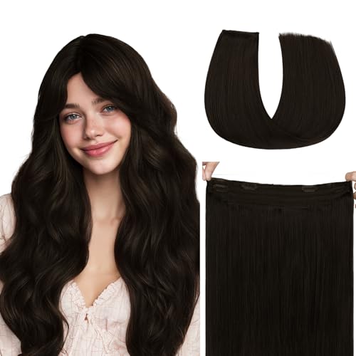 Hotbanana 18 Inch Real Human Hair Wire Hair Extensions - Dark Brown #H-2