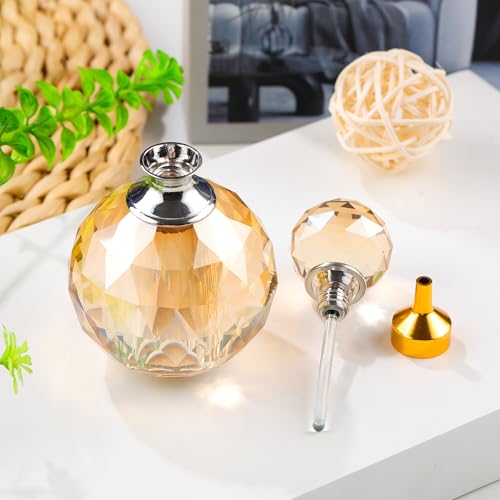 14ML Refillable Champagne Crystal Glass Perfume Bottle with Crystal Stopper - Elegant Design