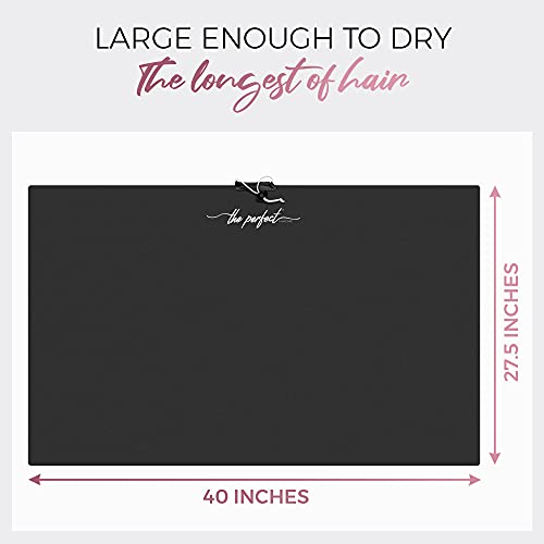 THE PERFECT HAIRCARE Black Microfiber Hair Towel Wrap Large Fast Drying Anti-Frizz for Women