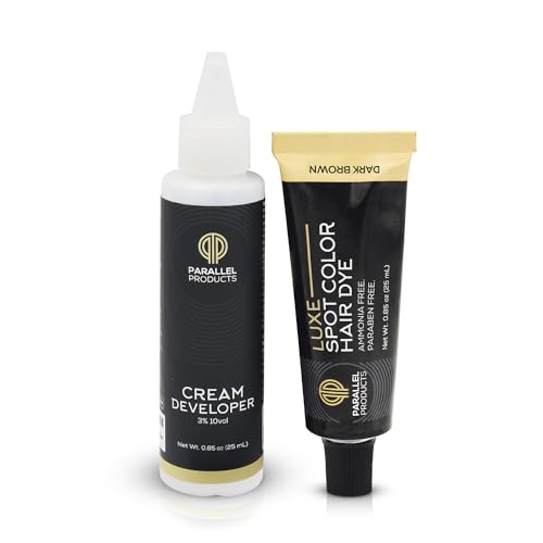 Dark Brown Cream Hair Dye Kit with Developer & Brush - Covers Grey & Root Touch-Up