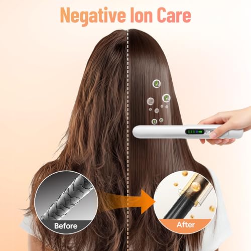 Cordless Hair Straightener & Curler 2-in-1 with Ionic Care - White Plus