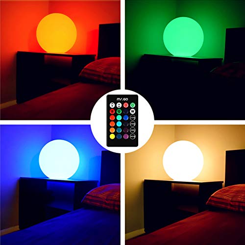 Rechargeable 12-Inch RGB LED Globe Ball Light - Color-Changing Orb Lamp with Remote