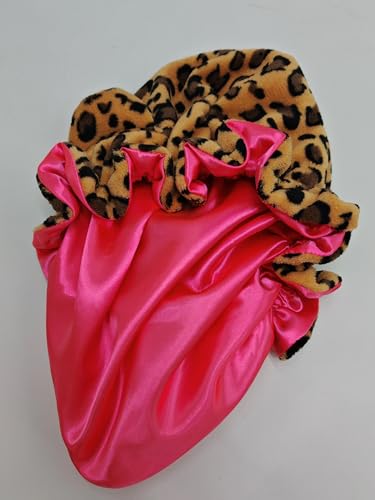 Luxury Satin Sleep Bonnet for Hair Protection - Adjustable Strap, Frizz Control, Pink Satin Lining