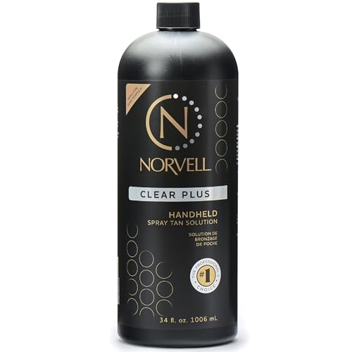 Norvell Premium Spray Tan Solution Clear Plus 1 liter ? Professional Sunless Tanning Formula for Natural Bronze Glow, Streak Free, Fast Drying, Long Lasting Color