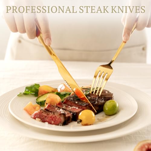 Elegant Gold Silverware Set 48-Piece Flatware Cutlery for 8 with Steak Knives