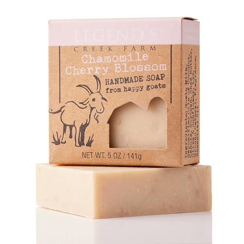 Goat Milk Soap Bar with Chamomile & Cherry Blossom - Moisturizing, Gentle, Pack of 3 - 5 Oz