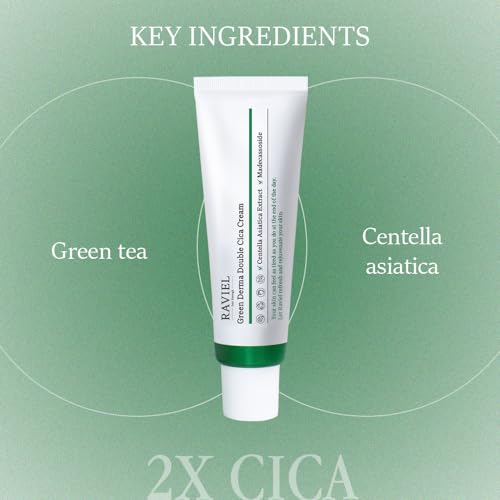 RAVIEL Green Derma Double Cica Face Moisturizer Set of 2 - Calming Sensitive Skin