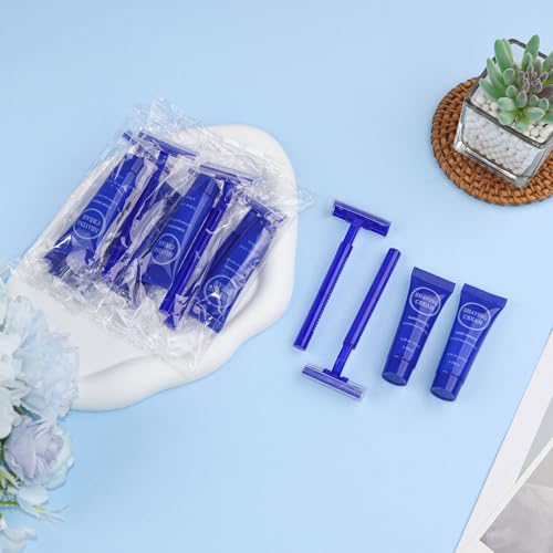RSQAZQ 100 Pack Disposable Razors with 0.34oz Shaving Cream - Travel Friendly, Mild Formula for Sensitive Skin