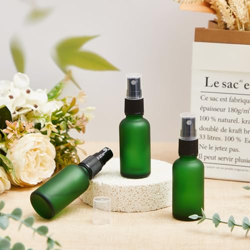 Roshtia 30 Pcs 1 oz Green Frosted Glass Spray Bottles - Refillable & Leakproof