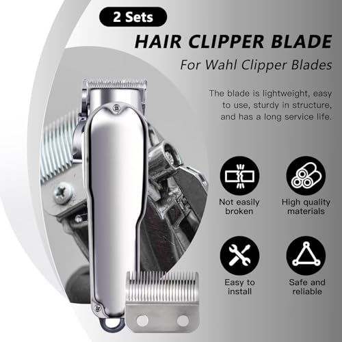Upgraded Steel Hair Clipper Blade for Wahl Precision MC3 Blades, Pack of 2 Steel Blades Replacement for 2-Hole Standard Wedge 5 Star Legend Clippers