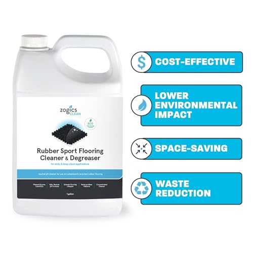 Heavy Duty Rubber Floor Cleaner & Degreaser - 4 Gallons - Protects Gym Surfaces