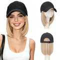 Benehair Quick Dry Baseball Cap Wig with Short Light Blonde Bleach Mix Hair, Black Adjustable Hat
