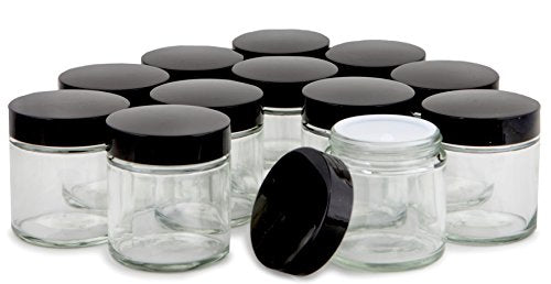 Glass Storage Jars with Lids and Inner Liners - 4 oz, 12 Pack