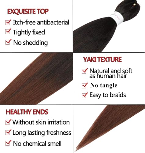ShowCoco 20 Inch Ombre Pre-Stretched Braiding Hair Extension #1B/30 Pack of 8 for Crochet & Twist Styles