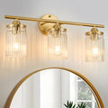 Jonsi Gold 3-Light Vanity Wall Sconce with Clear Glass Shades - Modern Bathroom Fixture 22.8 Inch