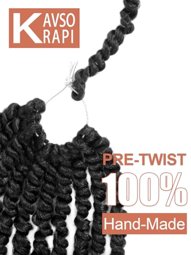 Passion Twist Hair 16 Inch Pre Twisted Crochet Braids - 8 Packs, 1B (Natural Black)