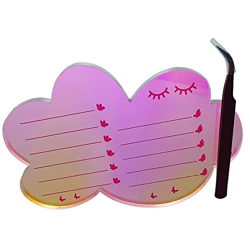 Dazzling Eyelash Grafting Pallet, Acrylic Lash Tile holder, Makeup Palette Eyelash Extensions Storage Gasket Pads with Suction for Tweezers (Cloud-Shaped A)