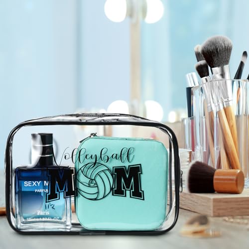Abbylike 24 Pcs Cheer Gifts Cosmetic Bag 7 x 4.7 x 2.4'' Makeup Bag Cosmetic Toiletry Zipper Pouch Clear Zipper Case for Cheerleaders Women(Volleyball)