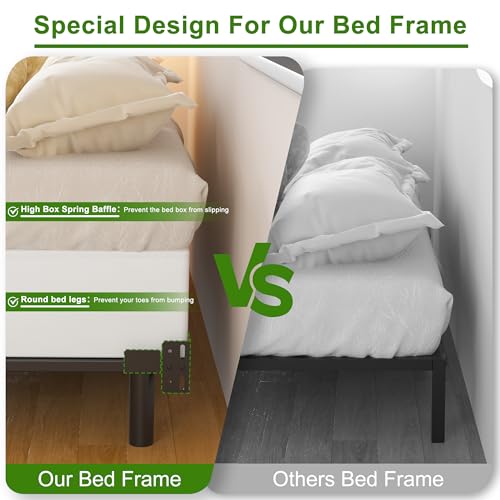 Queen Bed Frame 7 Inch Steel Platform for Box Spring and Mattress - Black