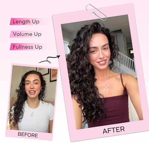 Dark Brown Curly Clip-In Hair Extensions 20 Inch 4PCS Voluminous Hairpieces