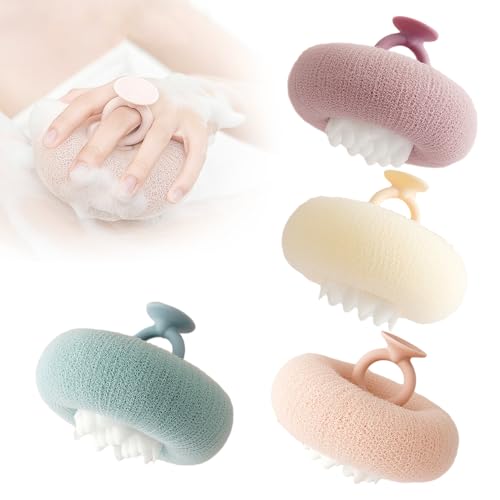 Super Soft Sunflower Suction Cup Bath Ball, 3D Exfoliating Body Bath Sponge for Adults and Children, Women and Men, Skin Friendly Sponge Mesh Pouf Shower Cleaning Brush (Colorful)