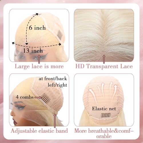 24 Inch Blonde Lace Front Wig Human Hair 13x6 HD Transparent Lace - Straight