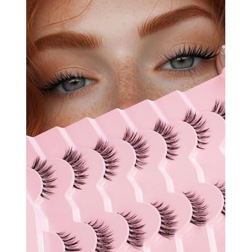 Manga Half Lashes Anime Spiky False Eyelashes Japanese Asian 3/4 Lashes Natural Wispy Fake Eyelashes 7 Pairs Pack Half-05
